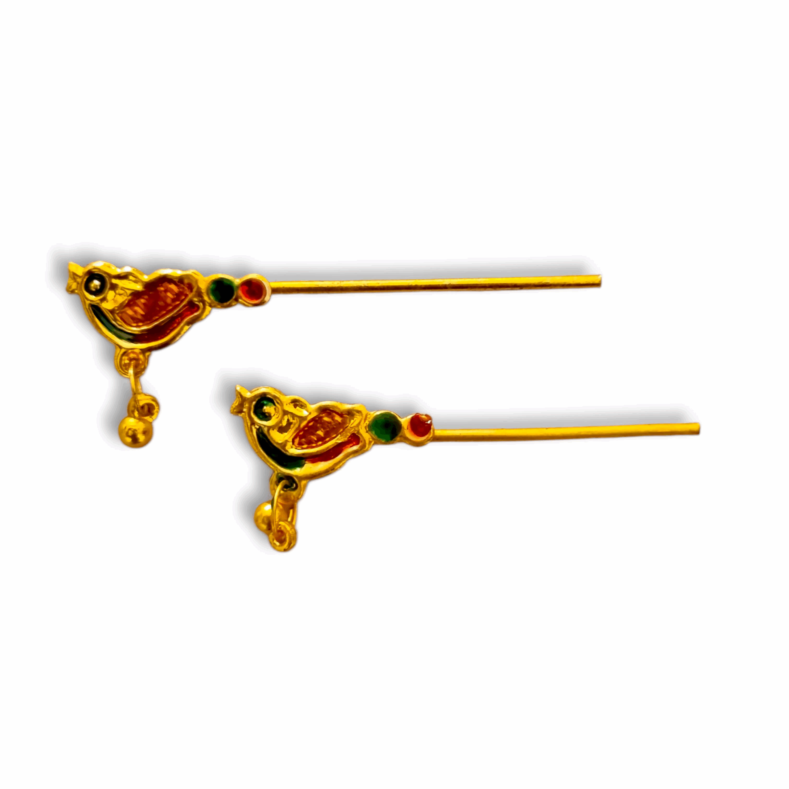 Krishna Beautiful Multicolour Metal Flute - Set Of 2 - Basuri For Gopal Idol & Krishna - Janamshtami Special - Metal Flute - Krishna Shringer - ( 6 Centimeters )