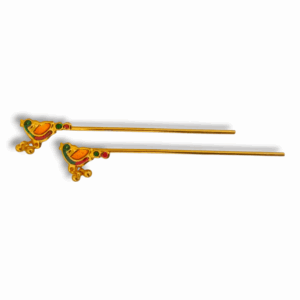 Krishna Beautiful Multicolour Metal Flute - Set Of 2 - Basuri For Gopal Idol & Krishna - Janamshtami Special - Metal Flute - Krishna Shringer - (10 Cm)