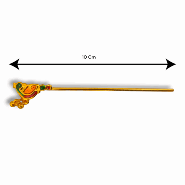Krishna Beautiful Multicolour Metal Flute - Set Of 2 - Basuri For Gopal Idol & Krishna - Janamshtami Special - Metal Flute - Krishna Shringer - (10 Cm) - Image 2