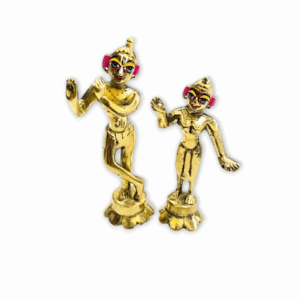 Pure Brass Radha Krishna Murti - 4.5 Inch Radhe Kishan Ji Idol with Beautiful face Makeup -  Jugal Jodi For Home Temple And Decor.