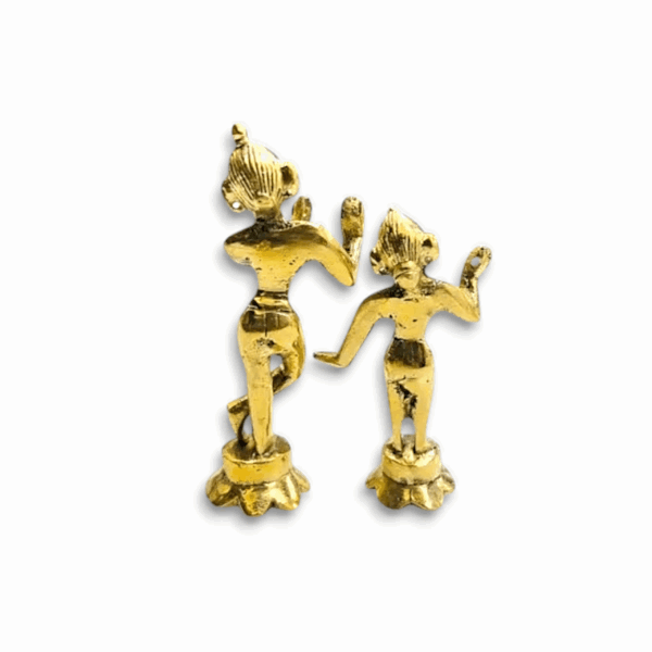 Pure Brass Radha Krishna Murti - 4.5 Inch Radhe Kishan Ji Idol with Beautiful face Makeup -  Jugal Jodi For Home Temple And Decor. - Image 3