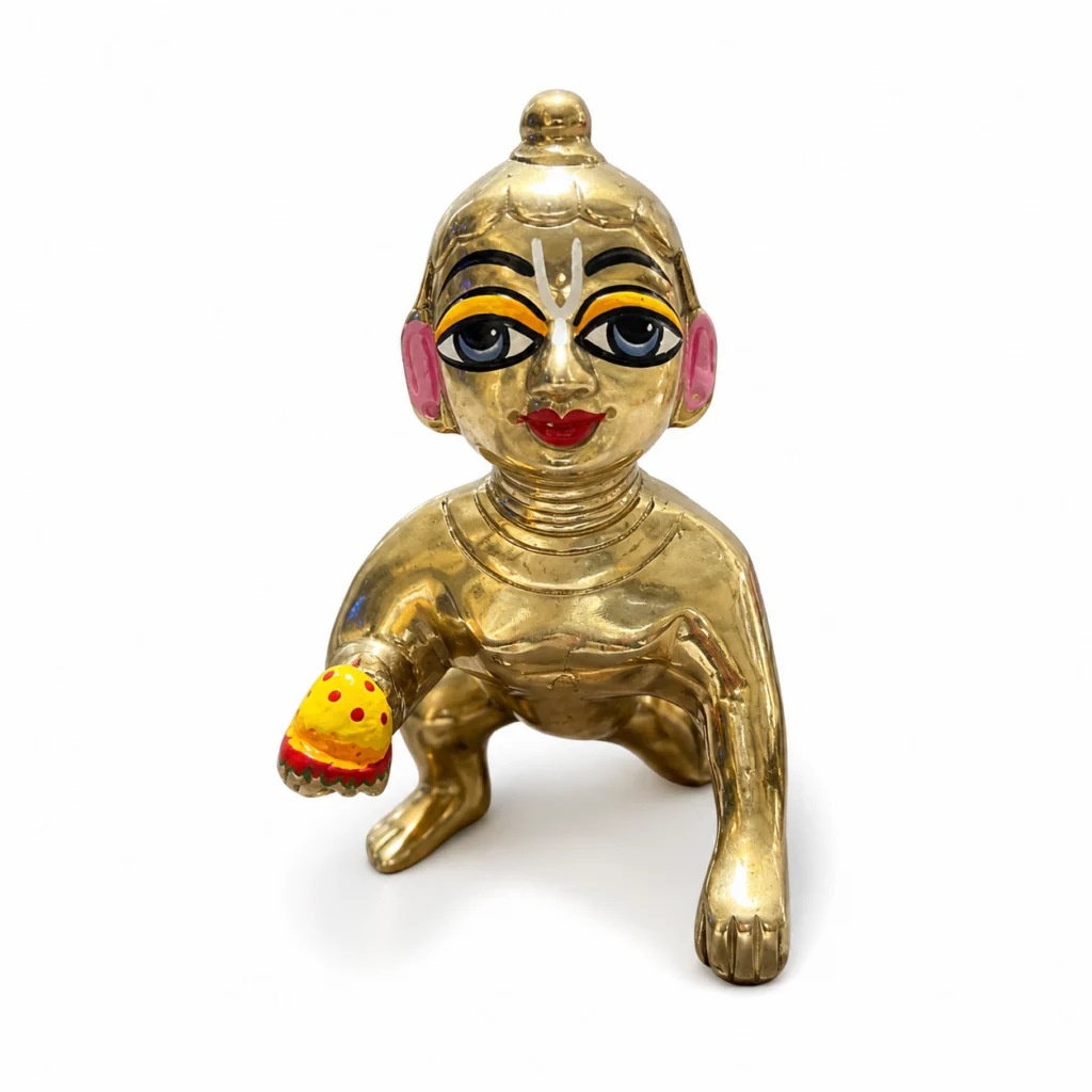 Pure Brass 1 no Laddu Gopal Statue - Brass Baby Krishna Figurine - Laddu Gopal Idol - Kanha Ji Idol for Pooja & Decoration