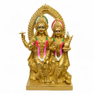 Pure Brass Vishnu Laxmi Murti - Sitting On Sheshnaag Murti Lord Bhagwan Vishnu Narayan Lakshmi - Statue For Home Decor Mandir Pooja Gift
