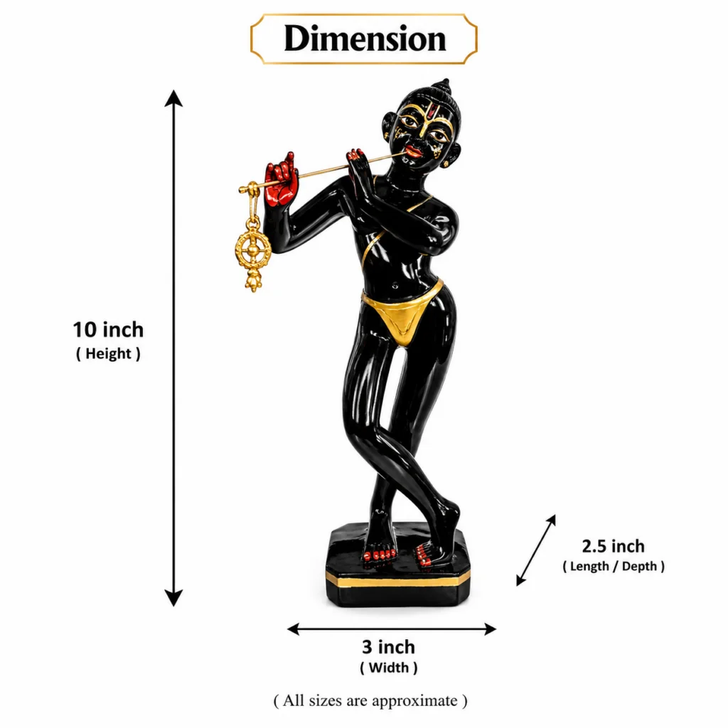 Polyresin Black Bihari Lal - Marble Dust Black Krishna Idol For Home Pooja Room, Gifted - 10 Inches kanha ji Murti - Image 2
