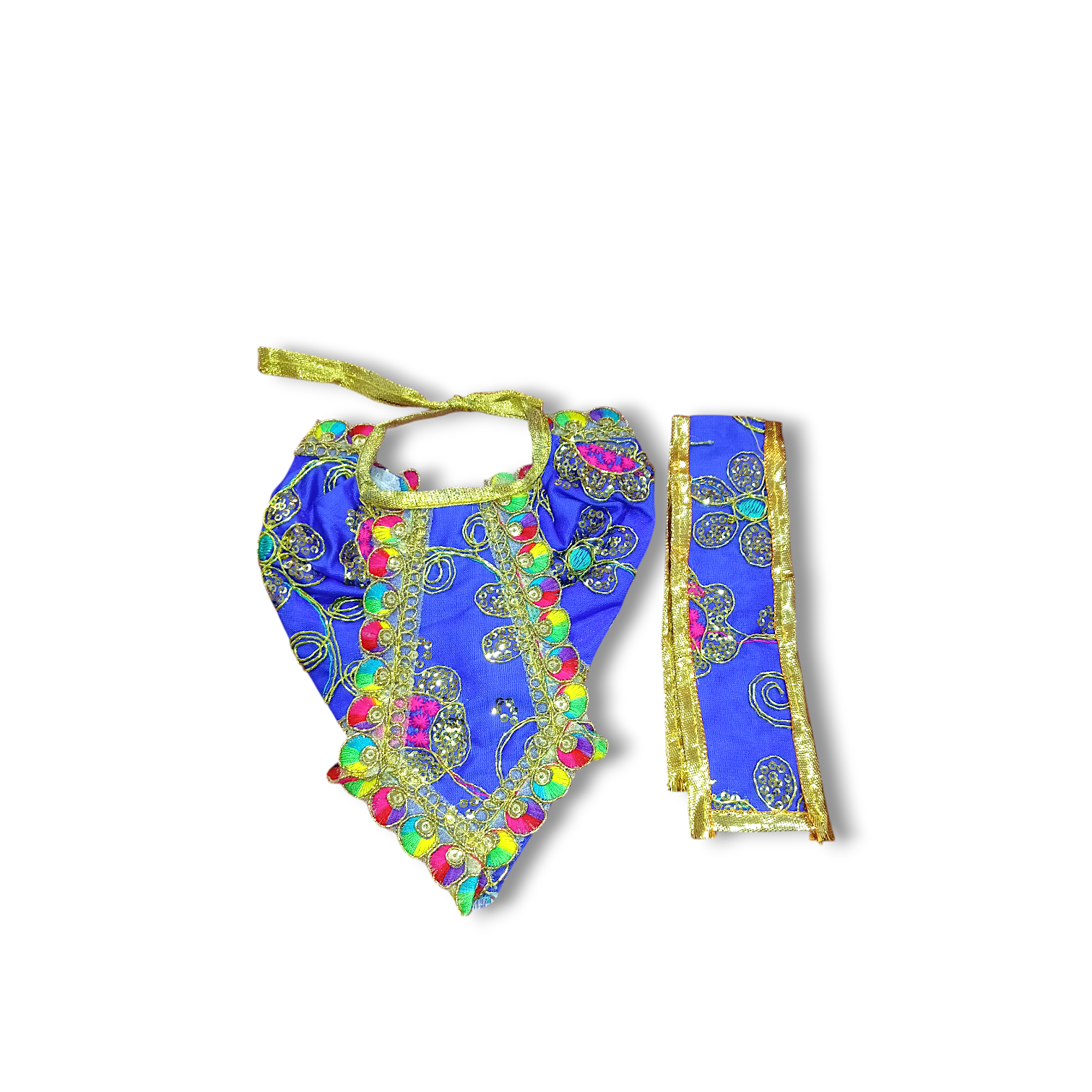 Designer Dhoti and Dopatta - Beautiful Poshak for All Gods - Handmade Multicolour Dress for Ganesh Ji, Narayan Ji, Krishna and All Gods