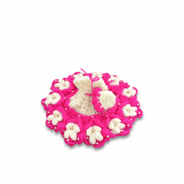 Handmade Woollen Dress For Laddu Gopal - 3 To 4 No. Winter Dress For Laddu Gopal - Woollen Dress With Cap For Bhagban Ji