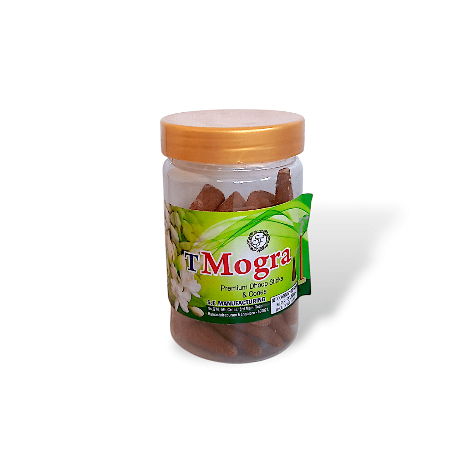 Mogra Premium Dhoop Sticks & Cones - Mogra Long Lasting Fragrance Premium Jasmine Dhoop Cones - Single Pieces 100 gm