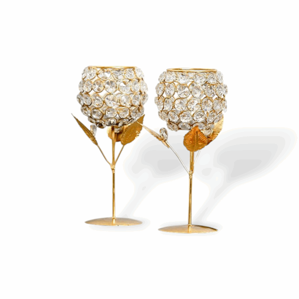 Crystal Candle Holders - Customize Flower Shape Candle Holders - Votive Tea Light Stand for Home, Office - Decorations & Gifting Item - Pack of 2 - Image 2