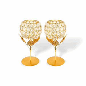 Crystal Candle Holders - Customize Flower Shape Candle Holders - Votive Tea Light Stand for Home, Office - Decorations & Gifting Item - Pack of 2