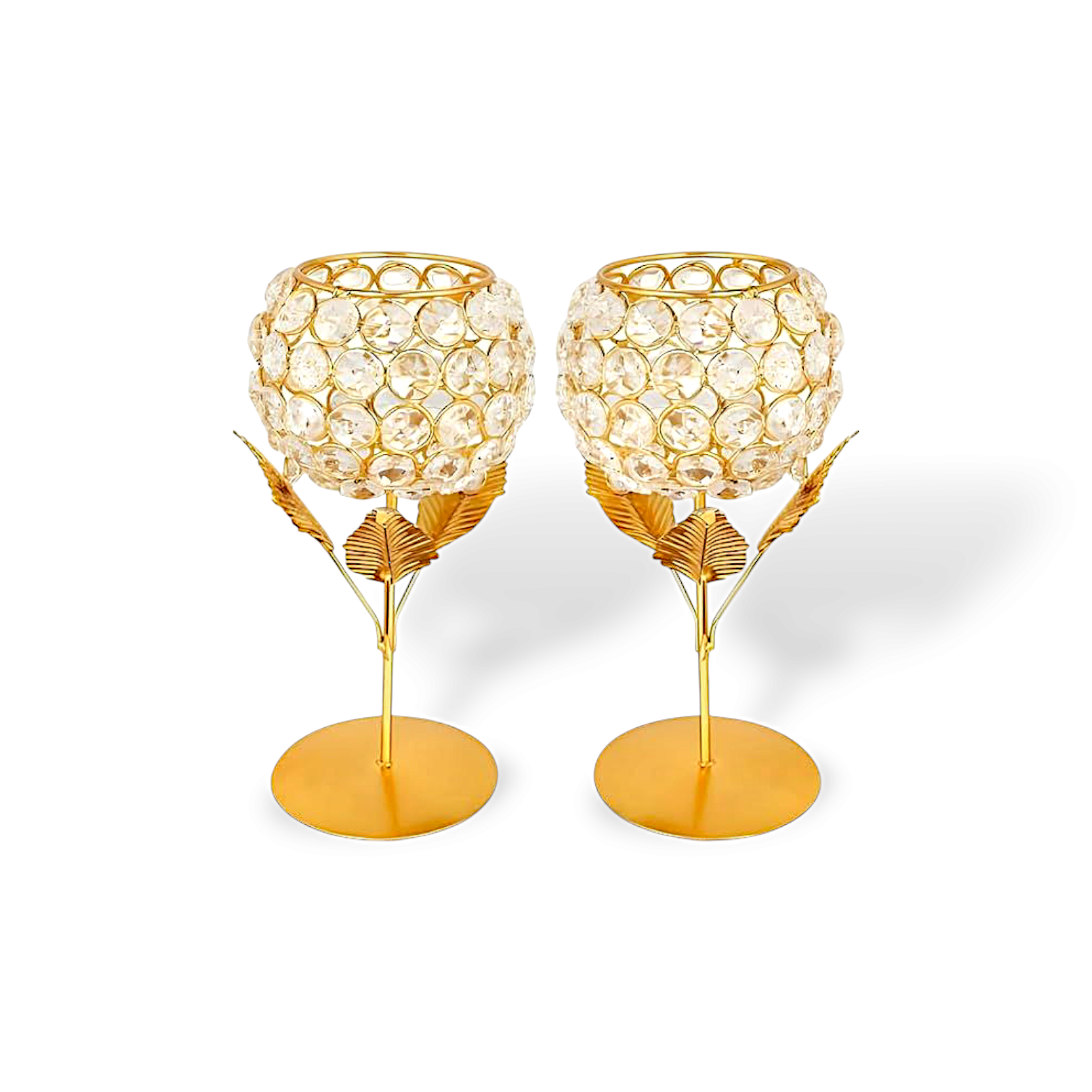 Crystal Candle Holders - Customize Flower Shape Candle Holders - Votive Tea Light Stand for Home, Office - Decorations & Gifting Item - Pack of 2