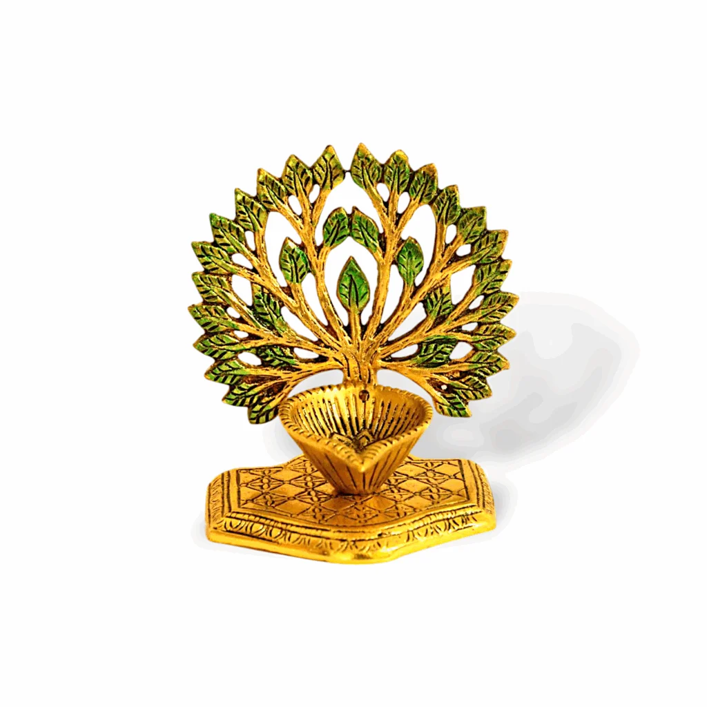 Handcrafted Traditional Oil Lamp - Tree of Life Diya - Metal Candle Holder - Traditional and Decorative Kalpavriksha Tree Tealight Holder