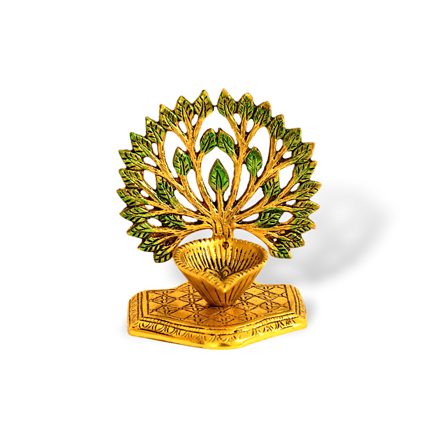 Handcrafted Traditional Oil Lamp - Tree of Life Diya - Metal Candle Holder -  Traditional and Decorative Kalpavriksha Tree Tealight Holder
