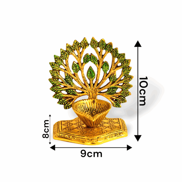 Handcrafted Traditional Oil Lamp - Tree of Life Diya - Metal Candle Holder -  Traditional and Decorative Kalpavriksha Tree Tealight Holder - Image 2