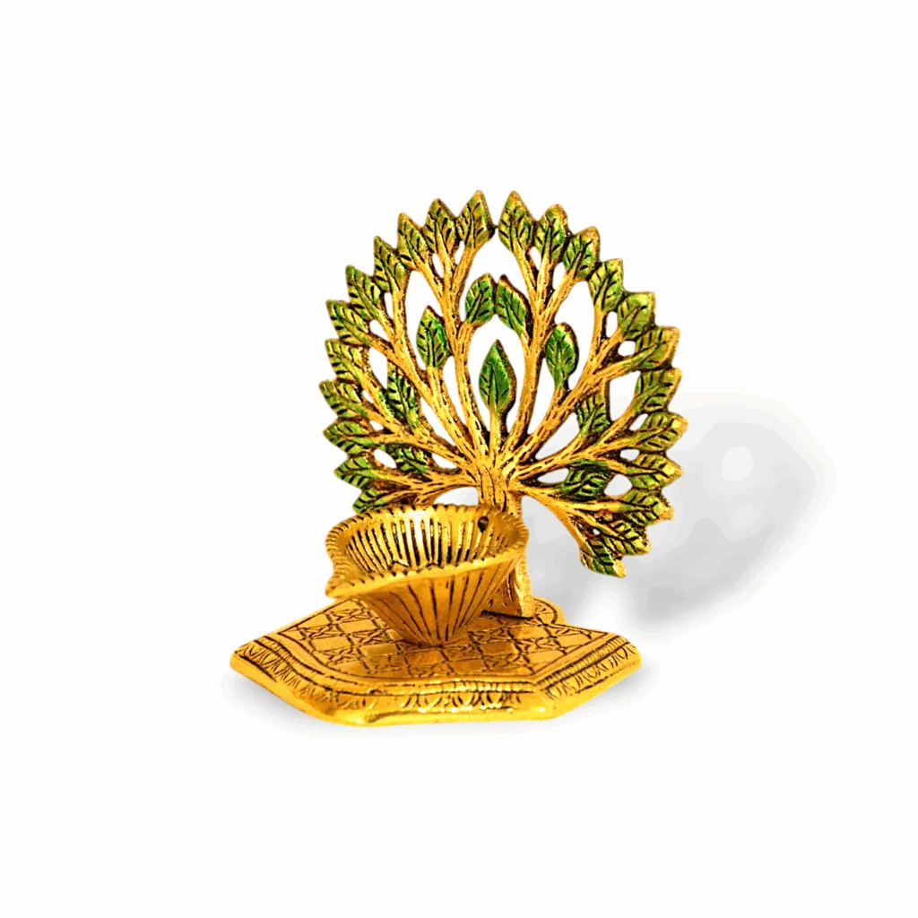 Handcrafted Traditional Oil Lamp - Tree of Life Diya - Metal Candle Holder - Traditional and Decorative Kalpavriksha Tree Tealight Holder - Image 3