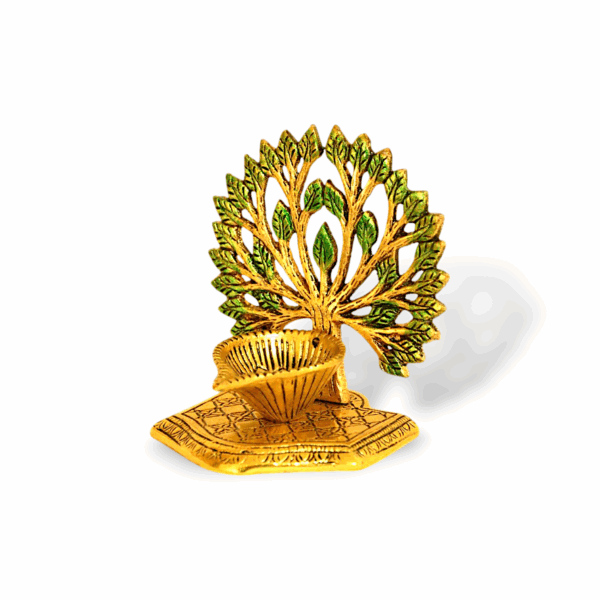Handcrafted Traditional Oil Lamp - Tree of Life Diya - Metal Candle Holder -  Traditional and Decorative Kalpavriksha Tree Tealight Holder - Image 3