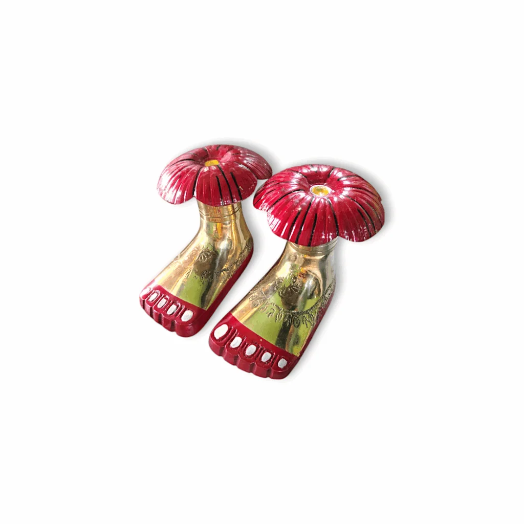 Pure Brass Maa Tara Charan - Pital Tarapith Charan - Maa Tara Jaba Charan - Kali Maa Charan for Pooja Purpose - 2.3 inch Maa Tara Charan - 500 gm Approx - Image 2