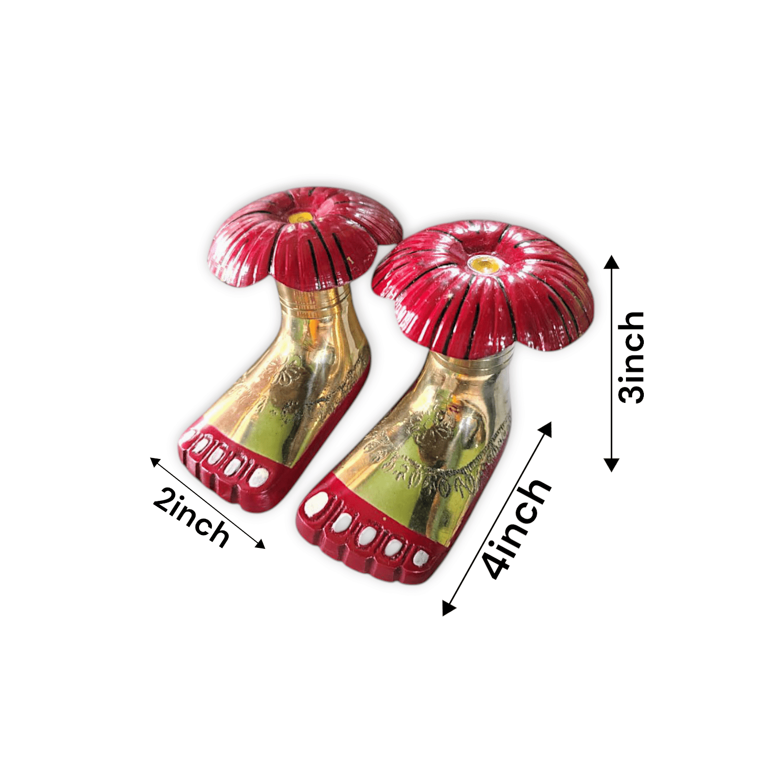 Pure Brass Maa Tara Charan - Pital Tarapith Charan - Maa Tara Jaba Charan - Kali Maa Charan for Pooja Purpose - 4 inch Maa Tara Charan - 800 gm Approx - Image 3