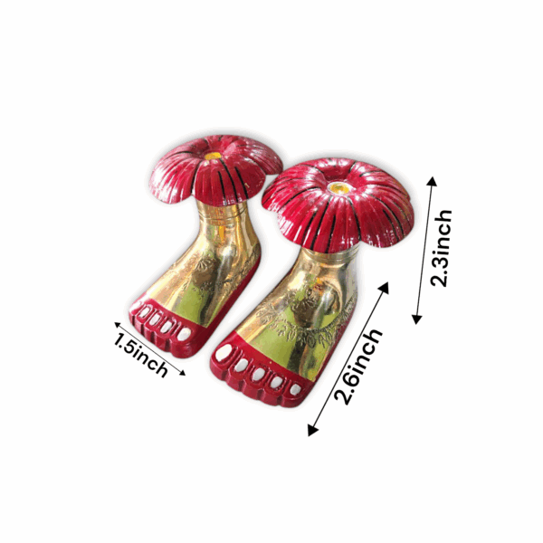 Pure Brass Maa Tara Charan - Pital Tarapith Charan - Maa Tara Jaba Charan - Kali Maa Charan for Pooja Purpose - 2.3 inch Maa Tara Charan - 500 gm Approx - Image 3
