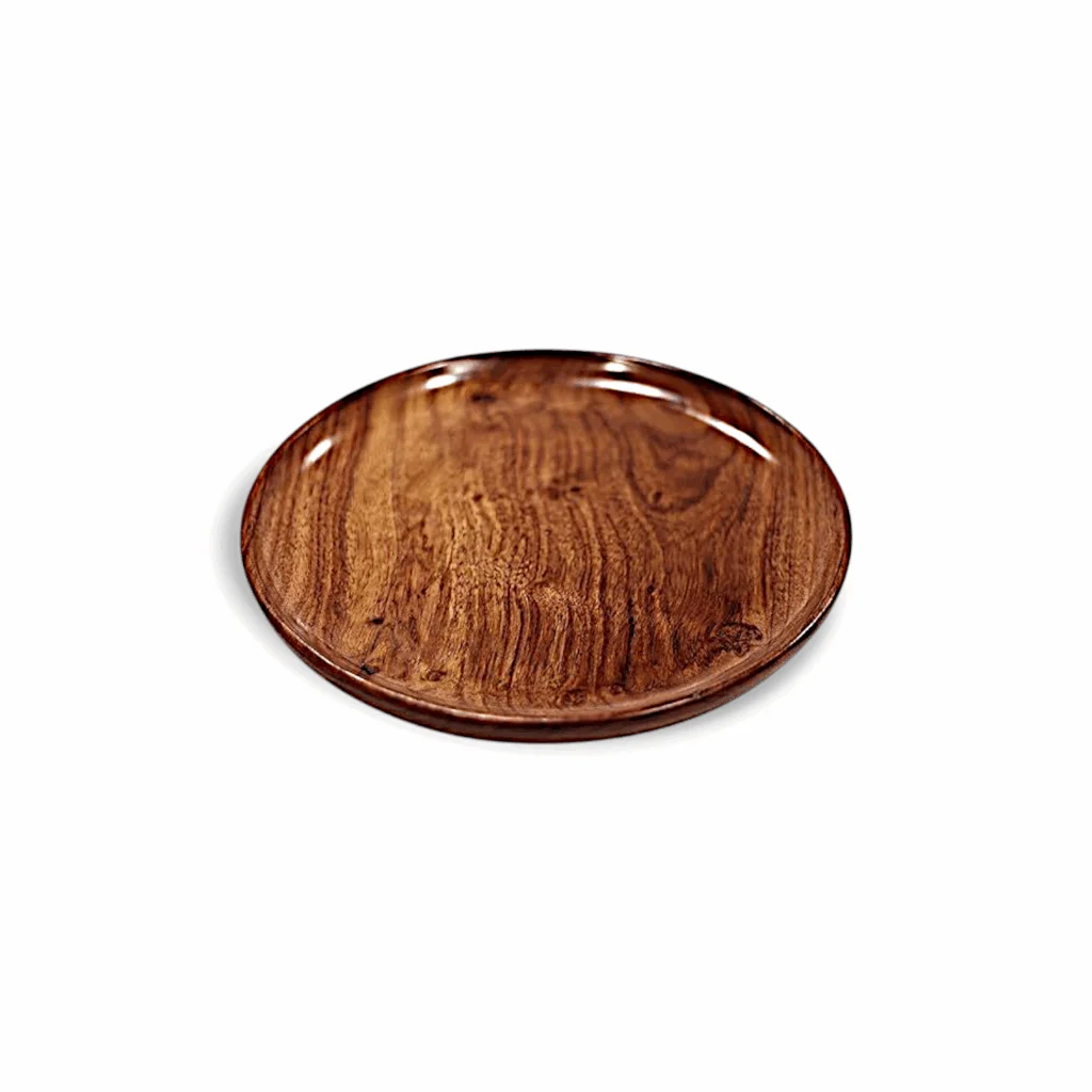 Wooden Plate - Decorative Pooja Plate - Beautiful Wooden Pooja Plate - Round Shape Wood Plate - Unbreakable Classic Plates - Easy Cleaning & Lightweight - Image 2