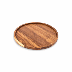 Beautiful Wooden Tray - Handcrafted Round Shape Wood Tray - Small Wooden Serving Tray -Decorative Tray for Home, Pooja Room, Coffee Table Decor Item