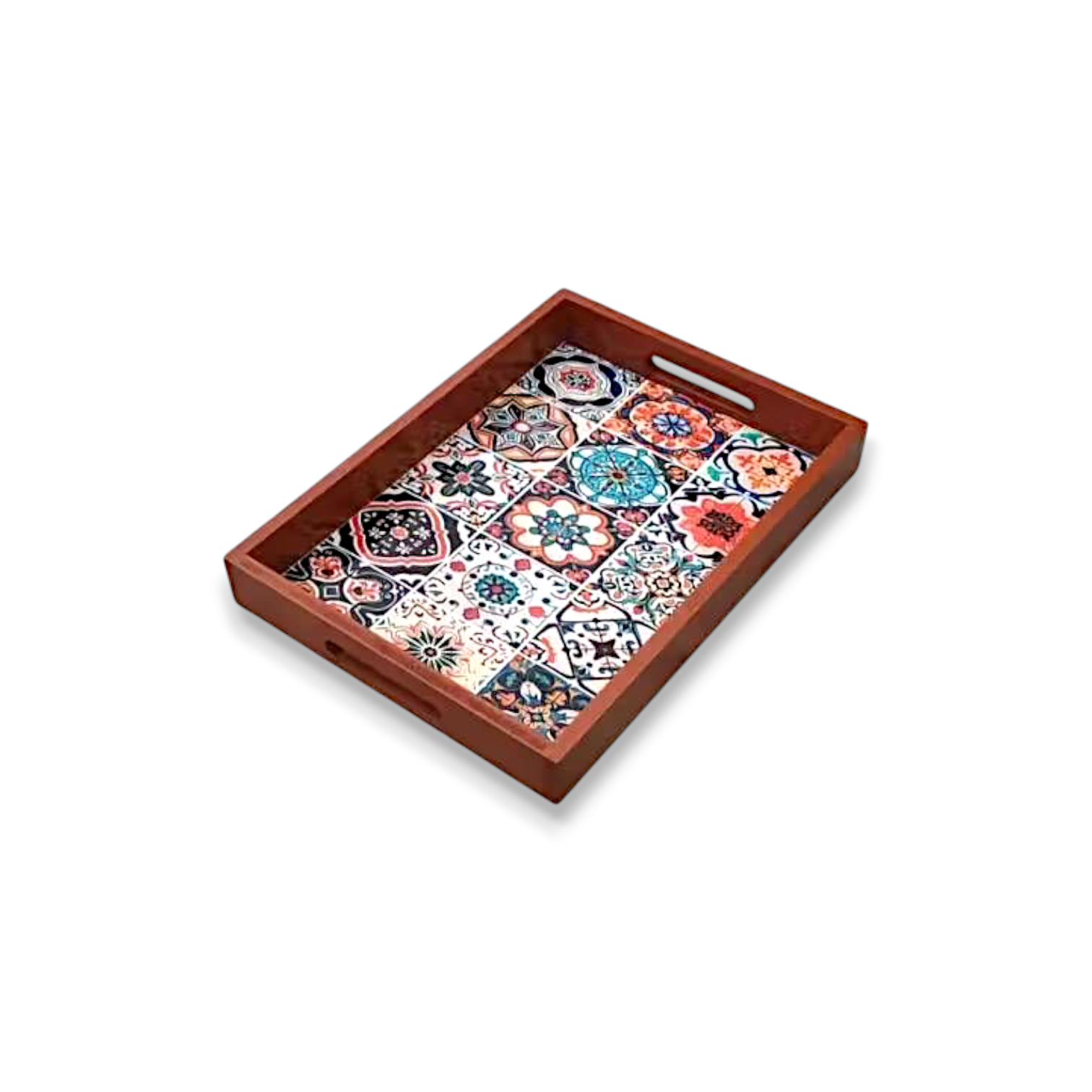 Wooden Tea Set Tray - Wooden Printed Tray - Beautiful Printed Wood Tray - Home Decoration Storage Tray