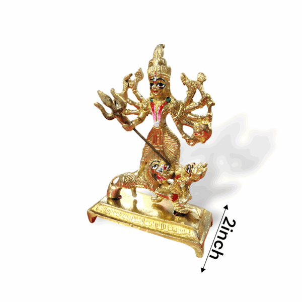Pure Brass Maa Durga Idol - Mahishasura Mardini Durga Mata Murti - Brass Maa Durga Statue for Pooja, Mandir Decor Showpiece - 6"x4" Approx - Image 5