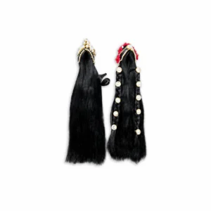 Beautiful Hair For Radha Rani - Durga Devi Mata Rani Hair -  Designer Hair For 3 , 4 No. Rdha Rani - Pure Black Hair For Devi Maa