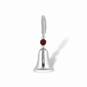 Rudraksha Silver Prayer Bell - Ghanti - Rudraksh Bell for Home Pooja Mandir Temple - Bell with Colorfull Box - Silver Colour Pooja Ghanti for Pooja and Home Decoration