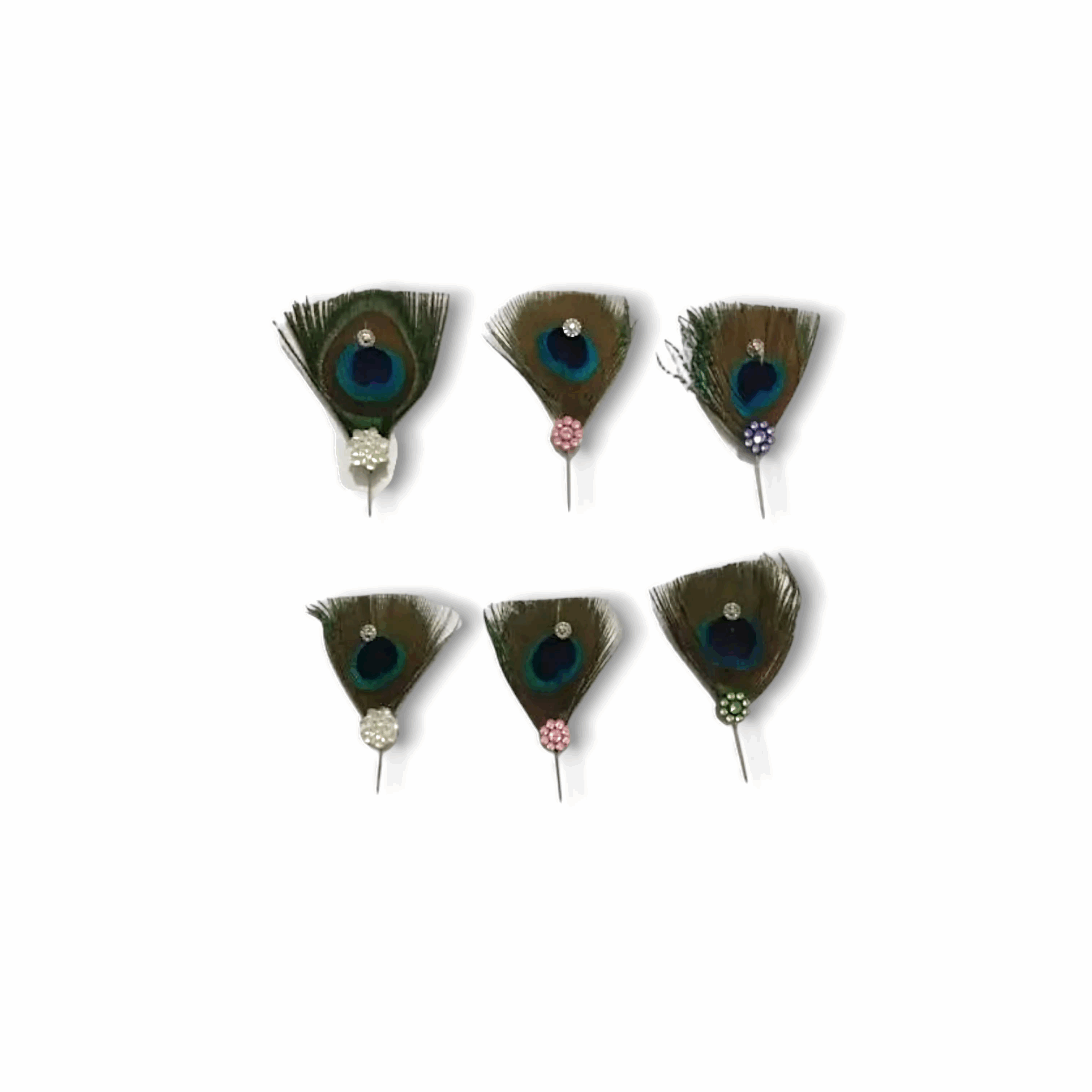 Mor Pankh For Laddu Gopal - Natural Decorative Peacock Feather - Colourful Mor Pankh For Krishna Ji - Peacock Feather For Mukut And Pagdi - Set Of 6