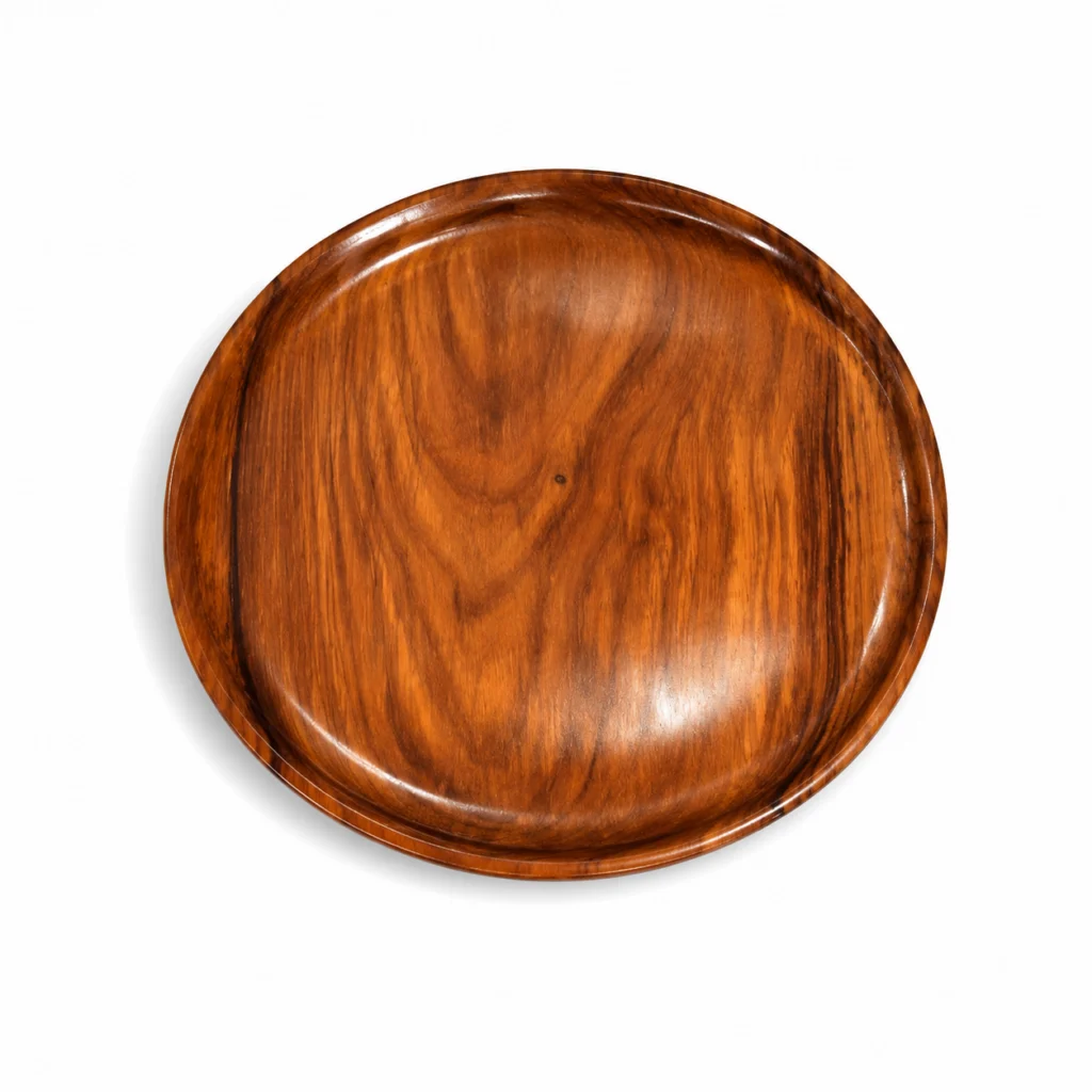 Wooden Plate - Decorative Pooja Plate - Beautiful Wooden Pooja Plate - Round Shape Wood Plate - Unbreakable Classic Plates - Easy Cleaning & Lightweight