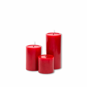 Beautiful Red Pillar Candle - Pillare Candle For Diwali, Birthday Party, Gift, Christmas Candle  Romantic Dinner, Meditation, Valentines Day, Prayer. ( Set Of 3)