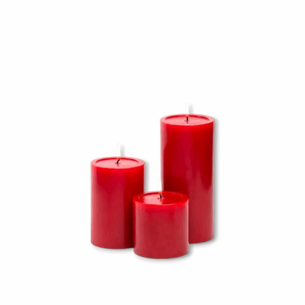 Beautiful Red Pillar Candle - Pillare Candle For Diwali, Birthday Party, Gift, Christmas Candle  Romantic Dinner, Meditation, Valentines Day, Prayer. ( Set Of 3)