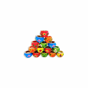 Handmade Clay Matki Diya -  Multi Color Designer Traditional Diya  - Beautiful Designer, Decorative Traditional Diya For Pooja, Diwali Decoration And Navratri. (Pack Of 15)
