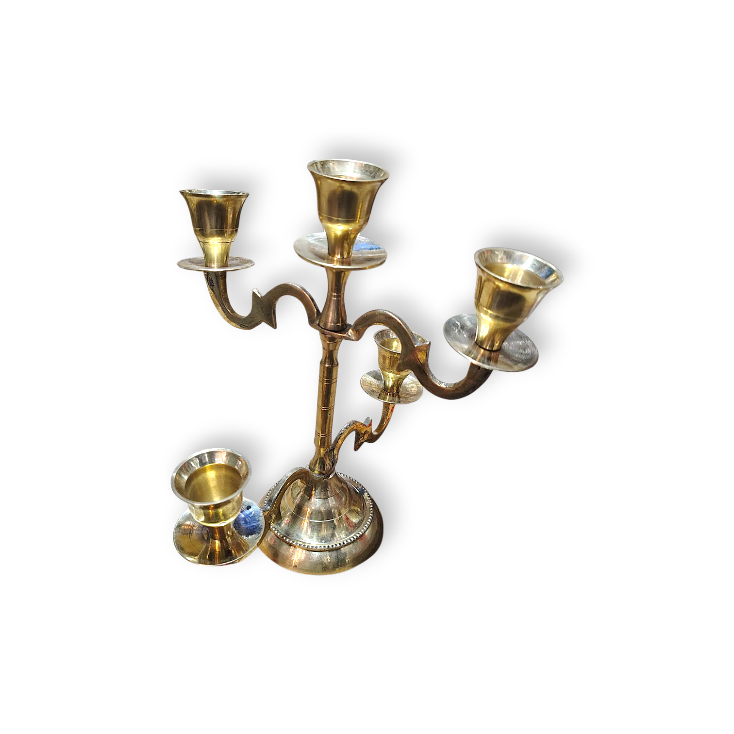 Pure Brass Handcrafted Candle Holder - Brass Tabletop Candle Holder - Handcrafted Candle Stand - Decorative Candle Stand for Home, Pooja Room, Temple