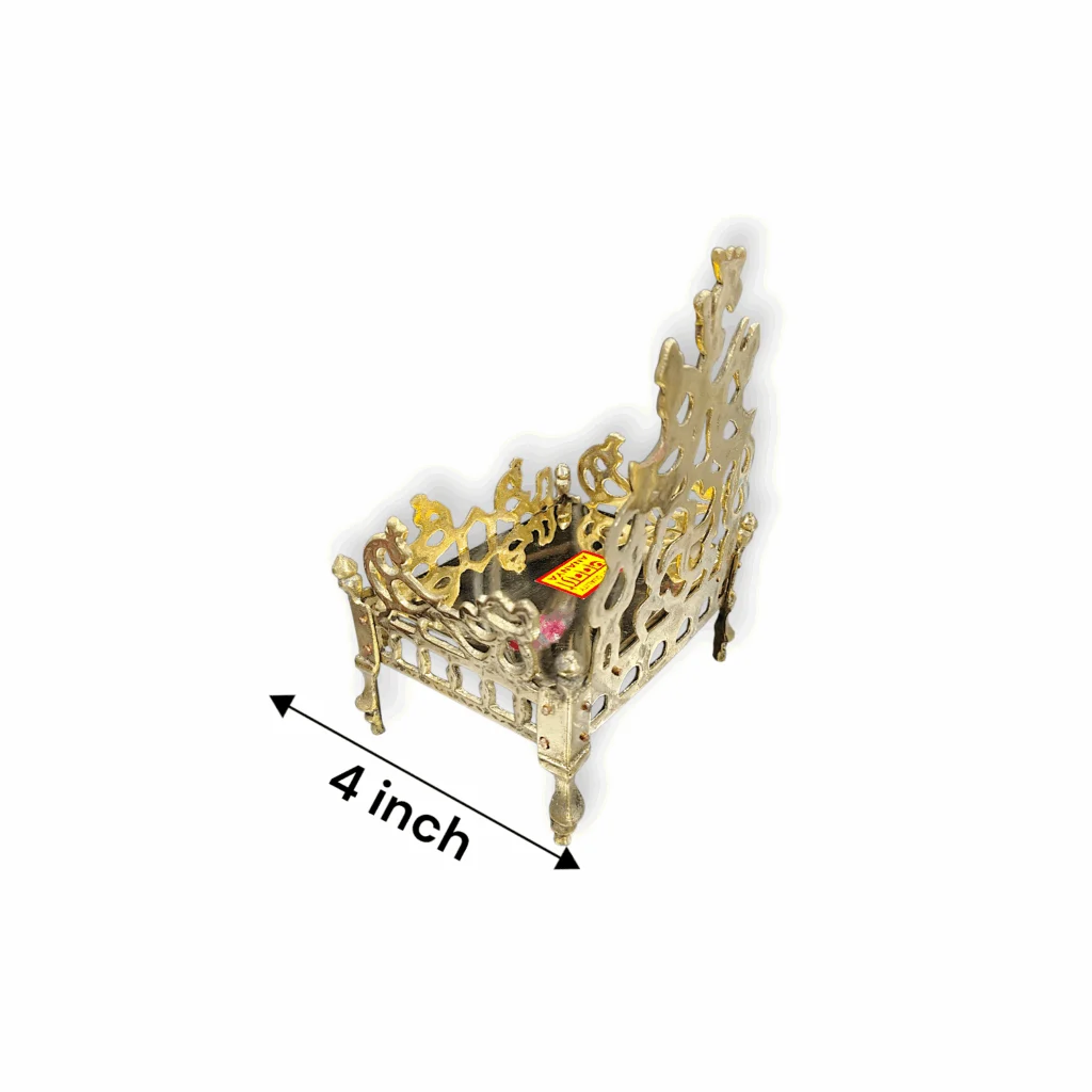 Pure Brass Singhasan - Brass Throne - Pital Singhasan - Laddu Gopal Brass Singhasan - Pooja Singhasan - Beautiful Brass Singhasan For Home And Temple Decor - Image 2