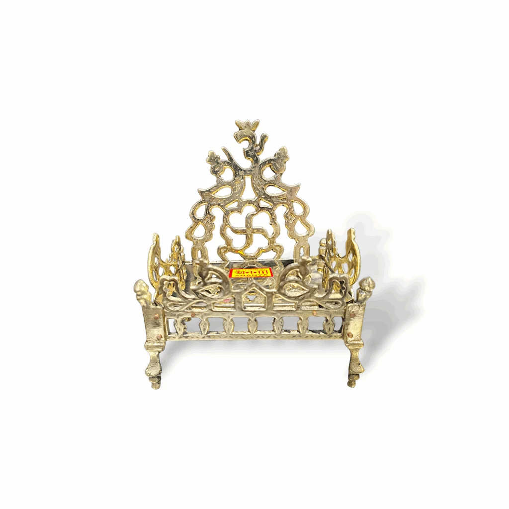 Pure Brass Singhasan - Brass Throne - Pital Singhasan - Laddu Gopal Brass Singhasan - Pooja Singhasan - Beautiful Brass Singhasan For Home And Temple Decor - Image 4