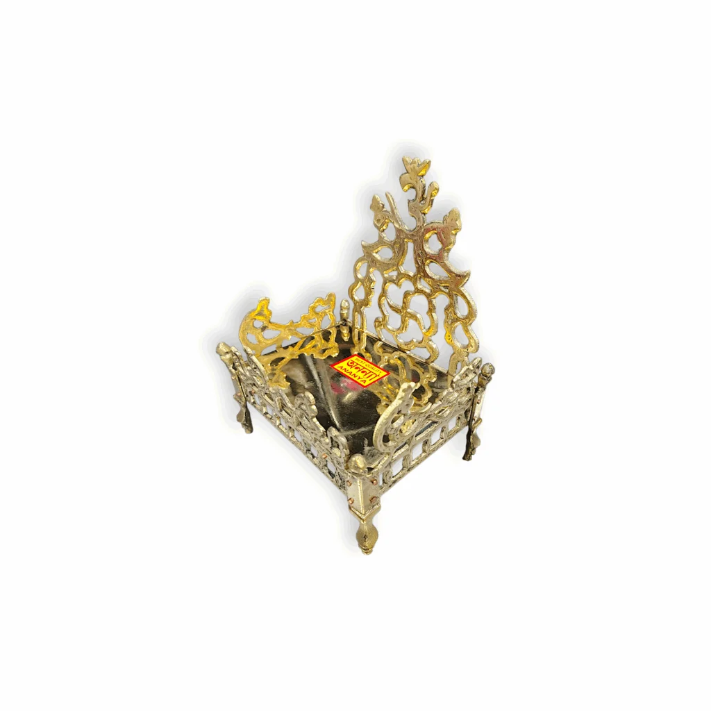Pure Brass Singhasan - Brass Throne - Pital Singhasan - Laddu Gopal Brass Singhasan - Pooja Singhasan - Beautiful Brass Singhasan For Home And Temple Decor - Image 5