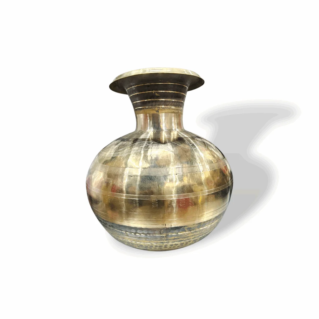 Pure Brass Kalash - Brass Kalshi - Pital Kalash - Traditional Brass Water Storage Matka - Brass Kalsi For Pooja, Wedding - Image 2