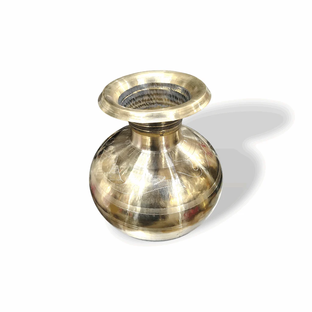 Pure Brass Kalash - Brass Kalshi - Pital Kalash - Traditional Brass Water Storage Matka - Brass Kalsi For Pooja, Wedding - Image 3