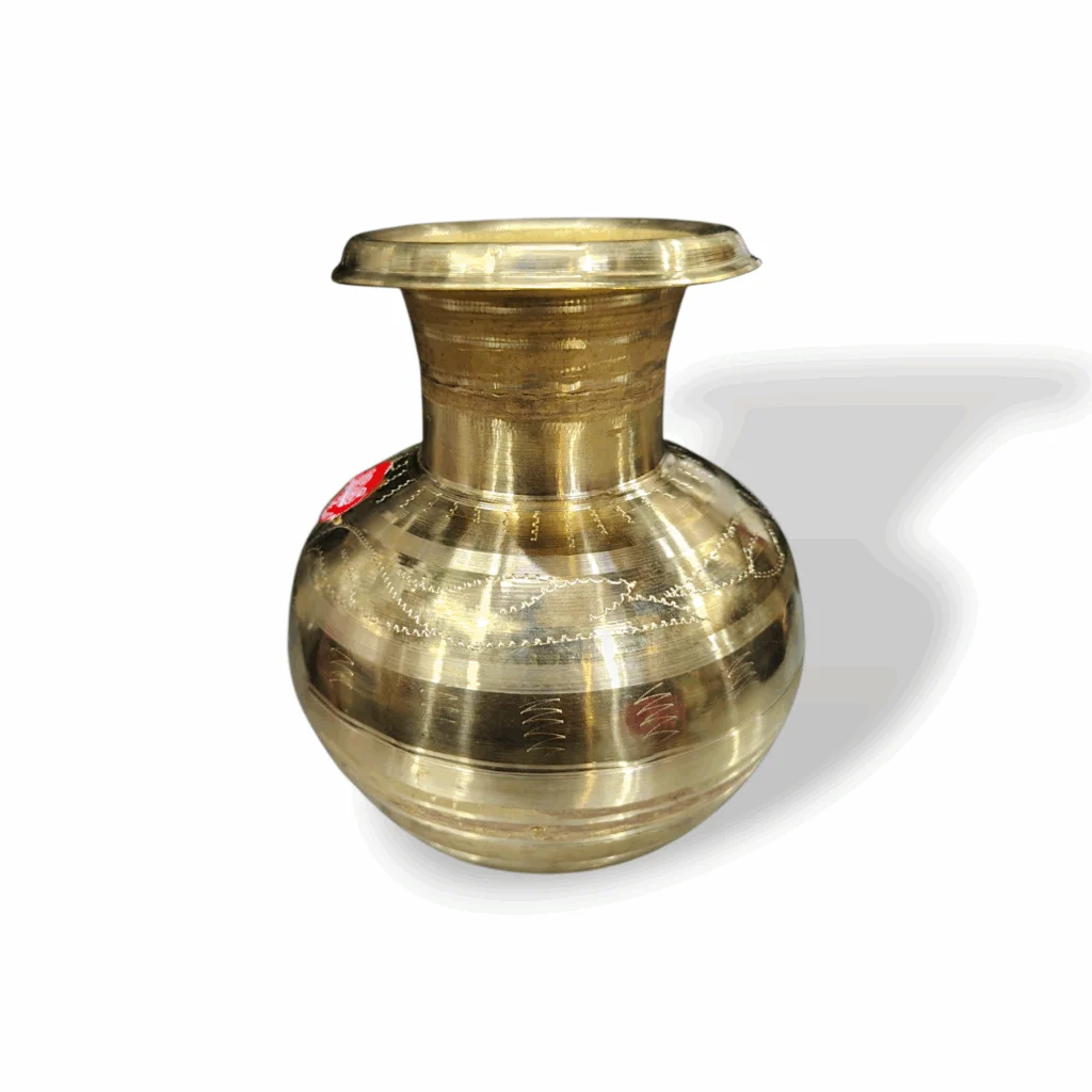 Pure Brass Small Kalash - Brass Small Kalshi - Pital Kalash - Traditional Brass Water Storage Matka - Brass Kalsi For Pooja, Wedding - Image 2