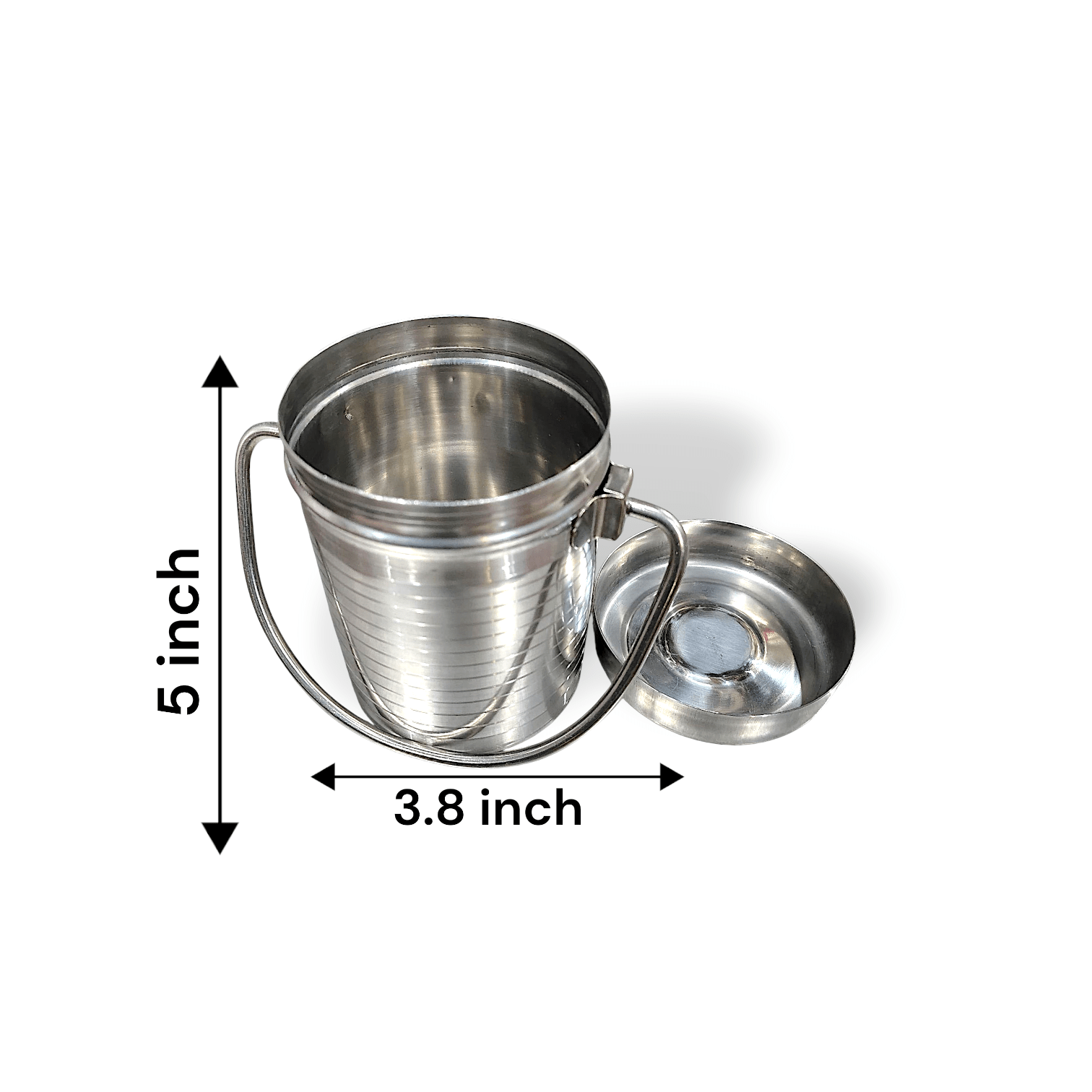 Stainless Steel Ketli With Handle - Steel Kettle - Steel Ghee, Milk, Oil Pot - Steel Milk Can -Traditional Indian Bartan - Food Storage Container - Image 4