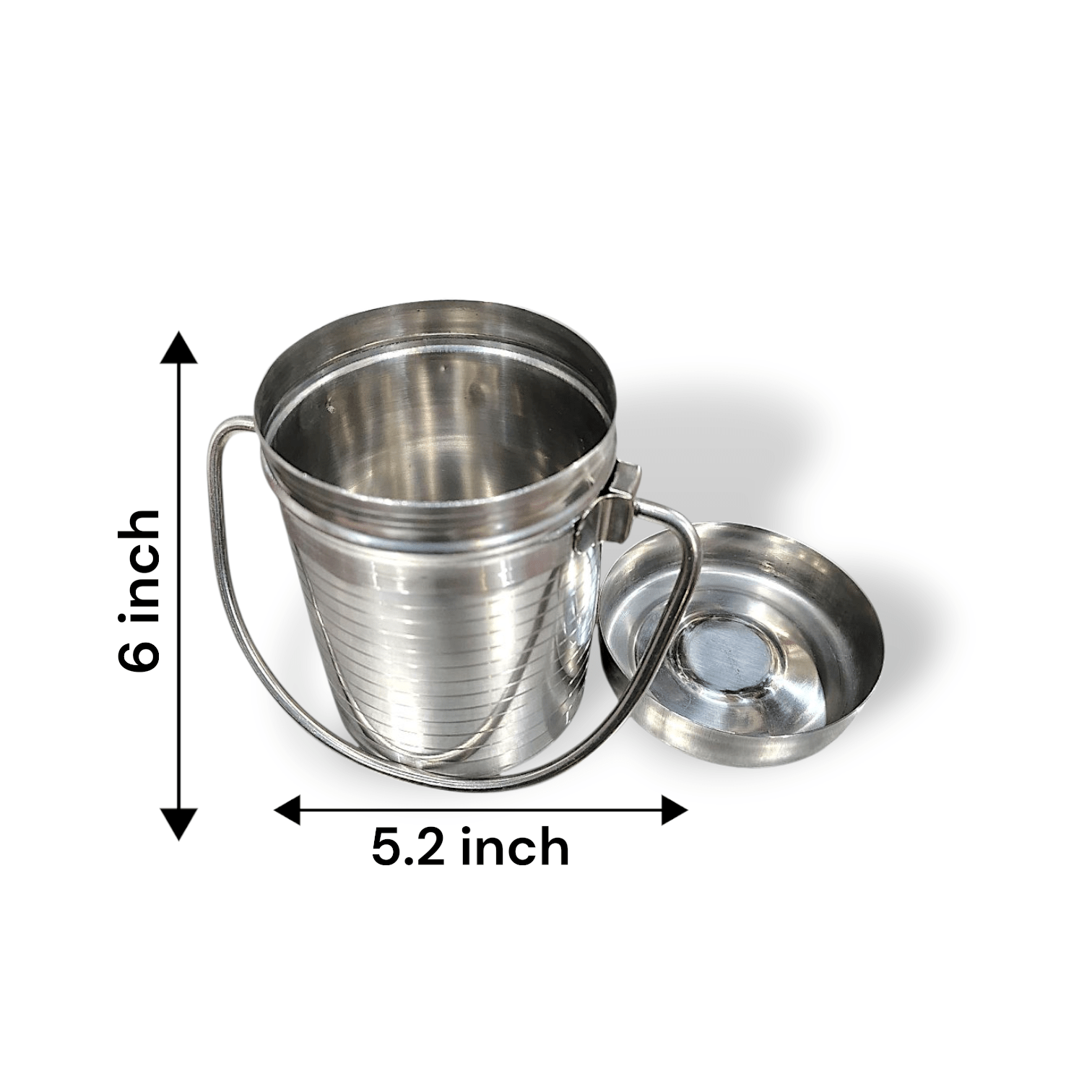 Stainless Steel Ketli With Handle - Steel Kettle - Steel Ghee, Milk, Oil Pot - Steel Milk Can -Traditional Indian Bartan - Food Storage Container - Image 4