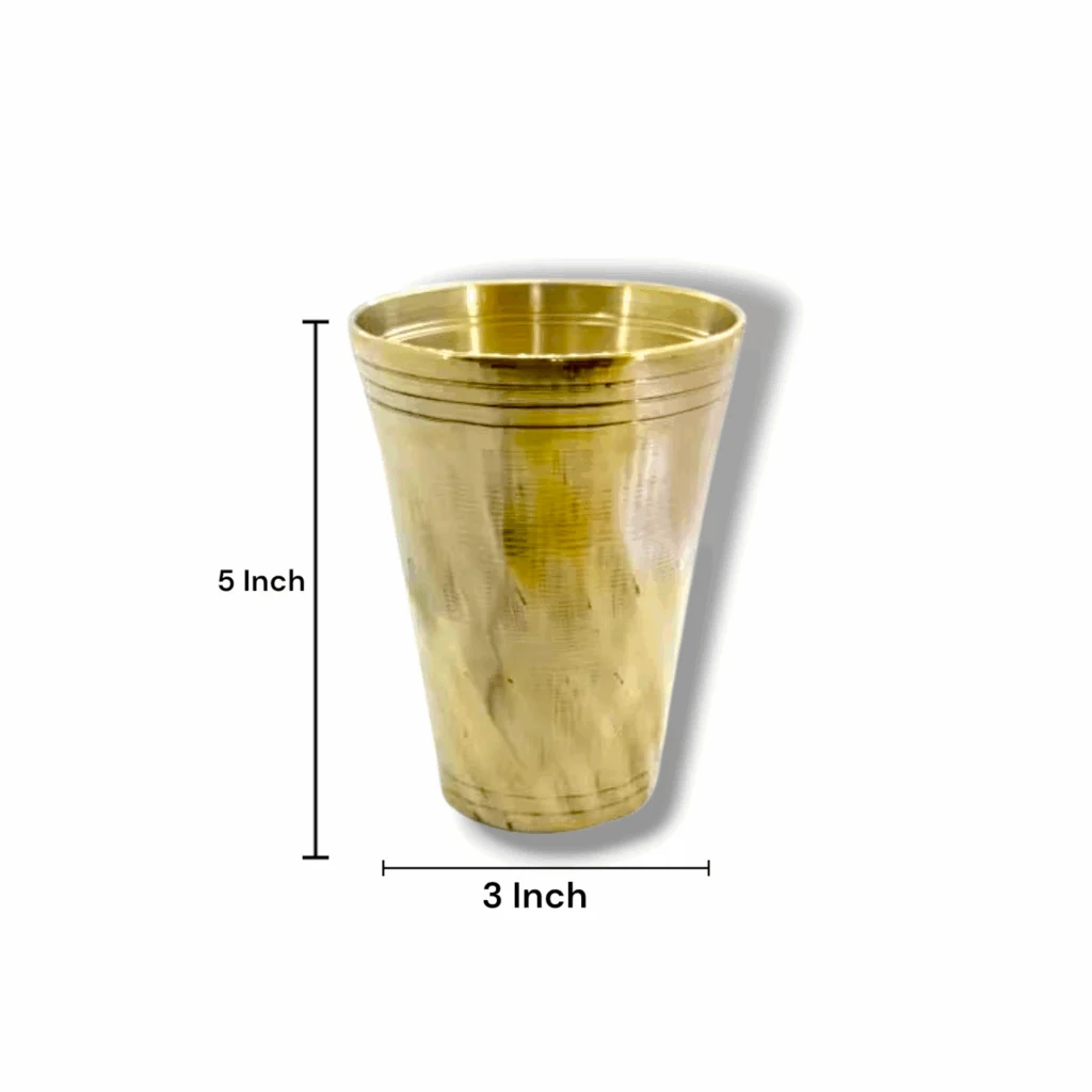 Pure Brass Glass 450 ml - Pittal Glass - Pital Glass - Heavy Brass Glass - Glass Water - Juice Glass & Use For Poja - Image 3
