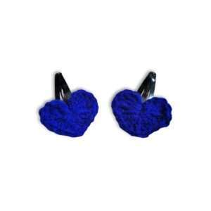 Handmade Woollen Hair Clip - Hair Clip - Women Hair Accessories - Blue Colour Heart Shape Clip - Beautifull Girls Hair Clip - Set of 2