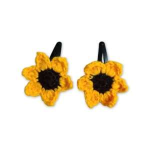 Handmade Woollen Hair Clip - Hair Clip - Women Hair Accessories - Yellow Colour Sunflower Clip - Beautifull Girls Hair Clip - Set of 2