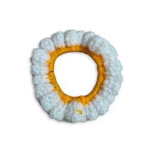 Handmade Woollen Hair Band - Women And Girls Hair Band - Crochet Hair Scrunchies - White Colour Hair Accessories - Single Piece