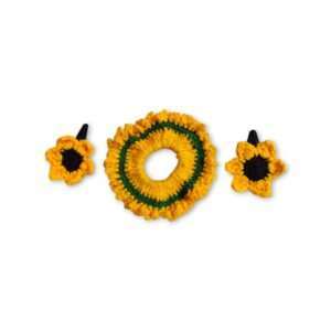 Handmade Woollen Hair Band With Hair Clip - Women And Girls Hair Band With Hair Clip - Crochet Hair Scrunchies - Yellow Colour Hair Accessories