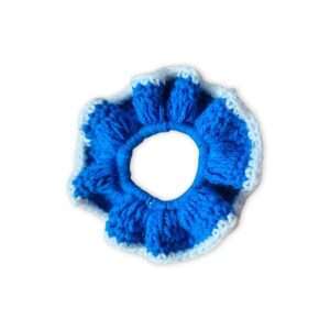 Handmade Woollen Hair Band - Women And Girls Hair Band - Crochet Hair Scrunchies - Blue Colour Hair Accessories - Single Piece