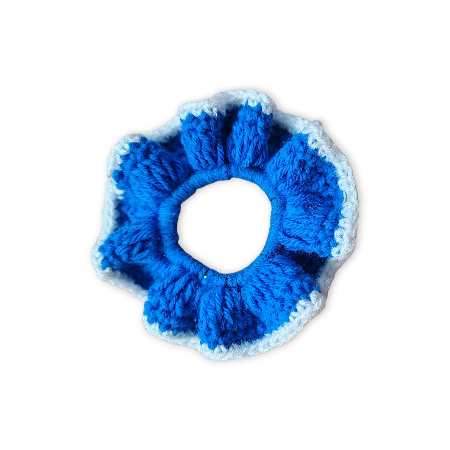 Handmade Woollen Hair Band - Women And Girls Hair Band - Crochet Hair Scrunchies - Blue Colour Hair Accessories - Single Piece