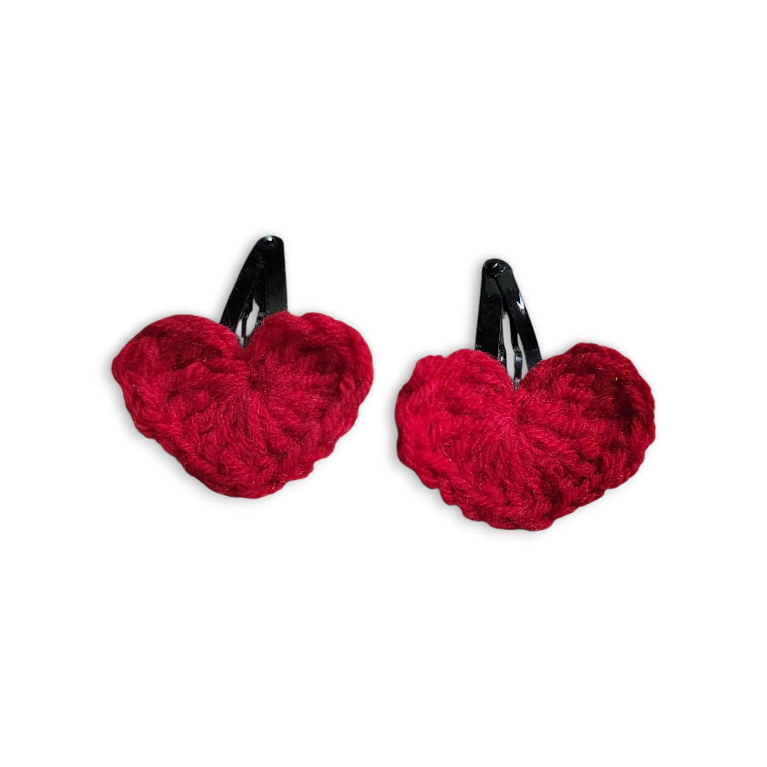 Handmade Woollen Hair Clip - Hair Clip - Women Hair Accessories - Red Colour Heart Shape Clip - Beautifull Girls Hair Clip - Set of 2